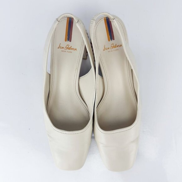 SAM EDELMAN Toren Slingback Seashells Heels Modern Ivory soft leather sz 6 - Picture 8 of 15